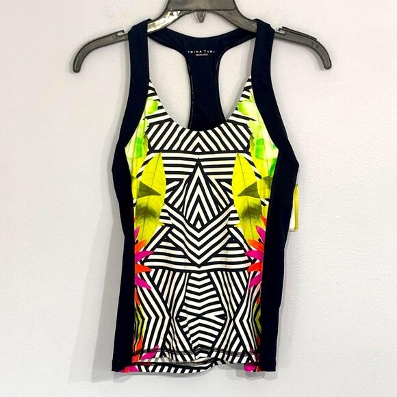 TRINA TURK | Tropicana Geometric Print Athletic Tank Size Small Summer Tropical - Picture 1 of 13
